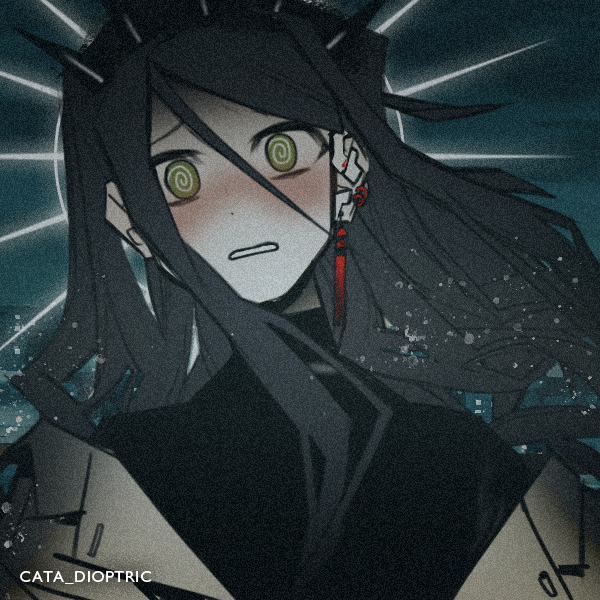 a placeholder image of Aurora, a character with black flowing hair and green eyes. she looks shocked. picrew by cata_dioptric. clicking on it takes you to the picrew :3